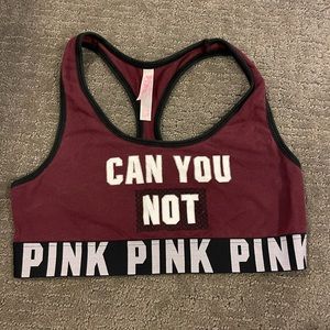 CAN YOU NOT graphic PINK sports bra